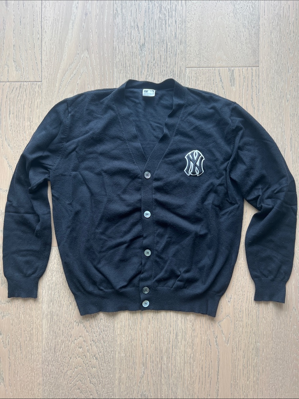 MLB Navy Blue Button-Up Cardigan with Chest Emblem